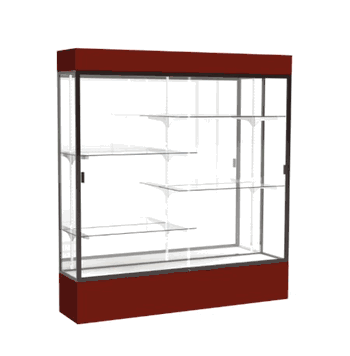 Spirit Maroon Display Case (Lighted), Mirror Back w/ Dark Bronze aluminum frame finish, 80"H x 72"W x 16"D - Click to enlarge