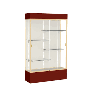Spirit Maroon Display Case (Lighted), Plaque Fabric Back w/ Champagne aluminum frame finish, 80"H x 48"W x 16"D - Click to enlarge