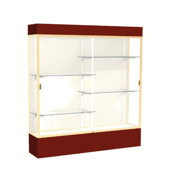 Spirit Maroon Display Case (Lighted), Plaque Fabric Back w/ Champagne aluminum frame finish, 80"H x 72"W x 16"D - Click to enlarge
