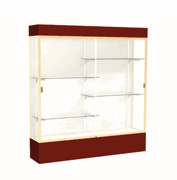 Spirit Maroon Display Case (Lighted), Plaque Fabric Back w/ Champagne aluminum frame finish, 80"H x 72"W x 16"D - Click to enlarge
