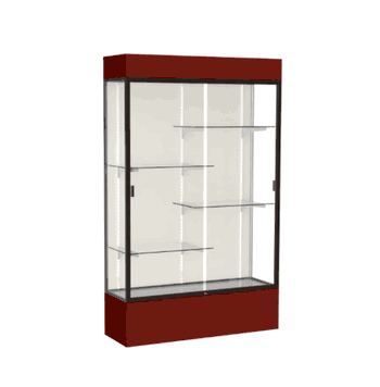 Spirit Maroon Display Case (Lighted), Plaque Fabric Back w/ Dark Bronze aluminum frame finish, 80"H x 48"W x 16"D - Click to enlarge