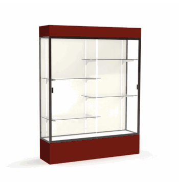 Spirit Maroon Display Case (Lighted), Plaque Fabric Back w/ Dark Bronze aluminum frame finish, 80"H x 60"W x 16"D - Click to enlarge