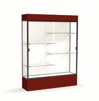 Spirit Maroon Display Case (Lighted), Plaque Fabric Back w/ Dark Bronze aluminum frame finish, 80"H x 60"W x 16"D - Click to enlarge