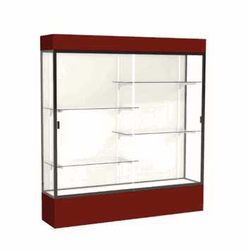 Spirit Maroon Display Case (Lighted), Plaque Fabric Back w/ Dark Bronze aluminum frame finish, 80"H x 72"W x 16"D - Click to enlarge