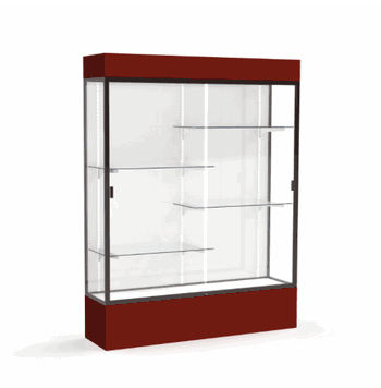 Spirit Maroon Display Case (Lighted), White Laminate Back w/ Dark Bronze aluminum frame finish, 80"H x 60"W x 16"D - Click to enlarge