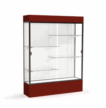 Spirit Maroon Display Case (Lighted), White Laminate Back w/ Dark Bronze aluminum frame finish, 80"H x 60"W x 16"D - Click to enlarge