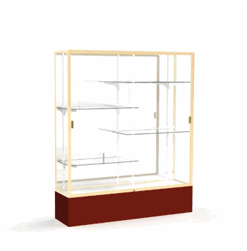 Spirit Maroon Display Case (Unighted), Mirror Back w/ Champagne aluminum frame finish, 72"H x 60"W x 16"D - Click to enlarge