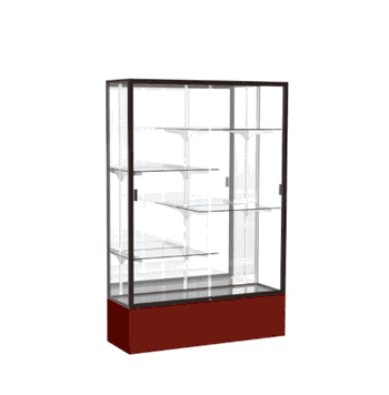 Spirit Maroon Display Case (Unighted), Mirror Back w/ Dark Bronze aluminum frame finish, 72"H x 48"W x 16"D - Click to enlarge