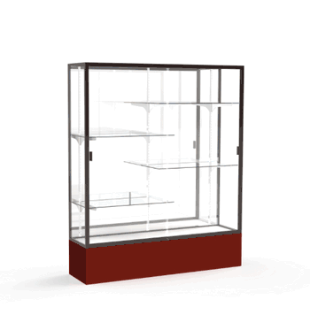 Spirit Maroon Display Case (Unighted), Mirror Back w/ Dark Bronze aluminum frame finish, 72"H x 60"W x 16"D - Click to enlarge