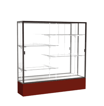 Spirit Maroon Display Case (Unighted), Mirror Back w/ Dark Bronze aluminum frame finish, 72"H x 72"W x 16"D - Click to enlarge