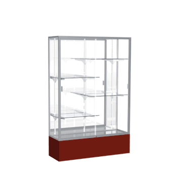 Spirit Maroon Display Case (Unighted), Mirror Back w/ Satin Natural aluminum frame finish, 72"H x 48"W x 16"D - Click to enlarge