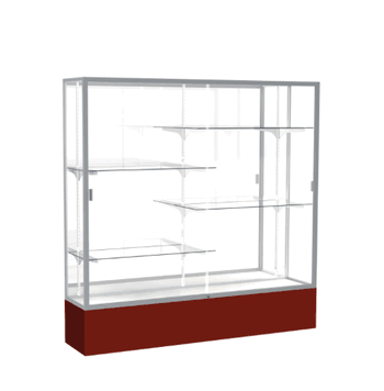 Spirit Maroon Display Case (Unighted), Mirror Back w/ Satin Natural aluminum frame finish, 72"H x 72"W x 16"D - Click to enlarge