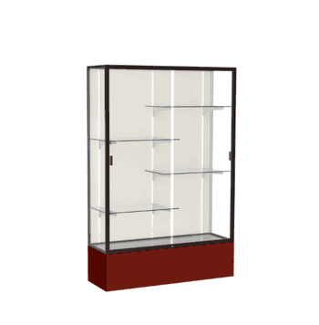 Spirit Maroon Display Case (Unighted), Plaque Fabric Back w/ Dark Bronze aluminum frame finish, 72"H x 48"W x 16"D - Click to enlarge