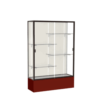 Spirit Maroon Display Case (Unighted), Plaque Fabric Back w/ Dark Bronze aluminum frame finish, 72"H x 48"W x 16"D - Click to enlarge