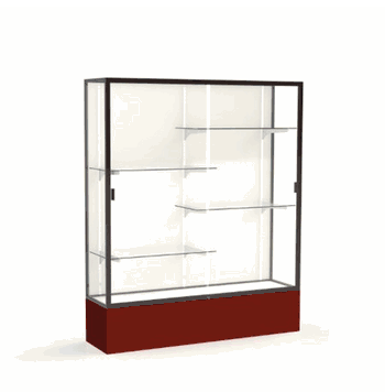 Spirit Maroon Display Case (Unighted), Plaque Fabric Back w/ Dark Bronze aluminum frame finish, 72"H x 60"W x 16"D - Click to enlarge