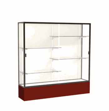 Spirit Maroon Display Case (Unighted), Plaque Fabric Back w/ Dark Bronze aluminum frame finish, 72"H x 72"W x 16"D - Click to enlarge