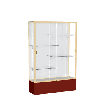 Spirit Maroon Display Case (Unighted), White Laminate Back w/ Champagne aluminum frame finish, 72"H x 48"W x 16"D - Click to enlarge