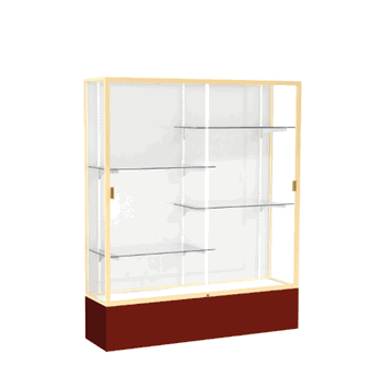 Spirit Maroon Display Case (Unighted), White Laminate Back w/ Champagne aluminum frame finish, 72"H x 60"W x 16"D - Click to enlarge