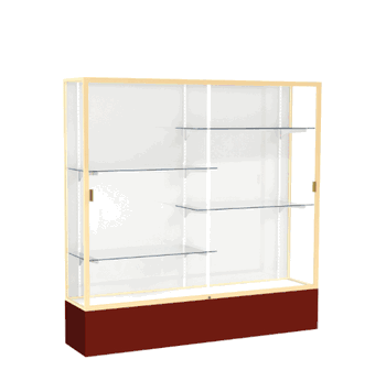 Spirit Maroon Display Case (Unighted), White Laminate Back w/ Champagne aluminum frame finish, 72"H x 72"W x 16"D - Click to enlarge