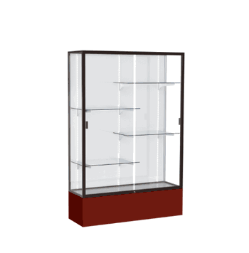 Spirit Maroon Display Case (Unighted), White Laminate Back w/ Dark Bronze aluminum frame finish, 72"H x 48"W x 16"D - Click to enlarge