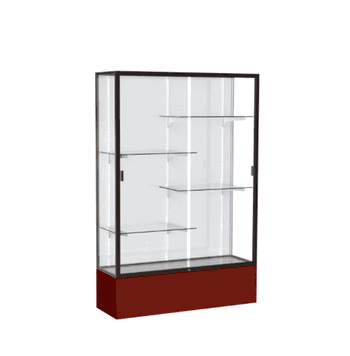 Spirit Maroon Display Case (Unighted), White Laminate Back w/ Dark Bronze aluminum frame finish, 72"H x 48"W x 16"D - Click to enlarge