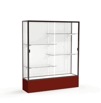 Spirit Maroon Display Case (Unighted), White Laminate Back w/ Dark Bronze aluminum frame finish, 72"H x 60"W x 16"D - Click to enlarge