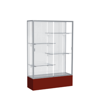 Spirit Maroon Display Case (Unighted), White Laminate Back w/ Satin Natural aluminum frame finish, 72"H x 48"W x 16"D - Click to enlarge