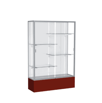 Spirit Maroon Display Case (Unighted), White Laminate Back w/ Satin Natural aluminum frame finish, 72"H x 48"W x 16"D - Click to enlarge