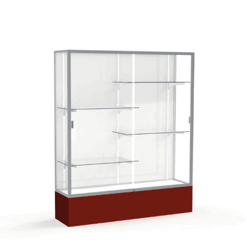 Spirit Maroon Display Case (Unighted), White Laminate Back w/ Satin Natural aluminum frame finish, 72"H x 60"W x 16"D - Click to enlarge