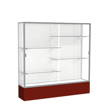 Spirit Maroon Display Case (Unighted), White Laminate Back w/ Satin Natural aluminum frame finish, 72"H x 72"W x 16"D - Click to enlarge