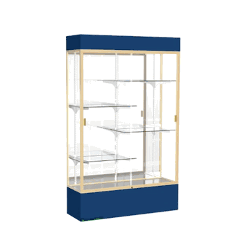 Spirit Navy Display Case (Lighted), Mirror Back w/ Champagne aluminum frame finish, 80"H x 48"W x 16"D - Click to enlarge