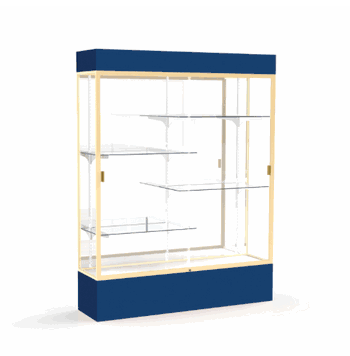 Spirit Navy Display Case (Lighted), Mirror Back w/ Champagne aluminum frame finish, 80"H x 60"W x 16"D - Click to enlarge