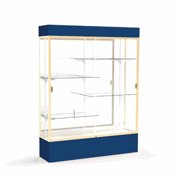 Spirit Navy Display Case (Lighted), Mirror Back w/ Champagne aluminum frame finish, 80"H x 60"W x 16"D - Click to enlarge
