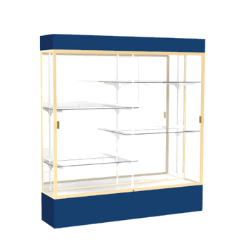 Spirit Navy Display Case (Lighted), Mirror Back w/ Champagne aluminum frame finish, 80"H x 72"W x 16"D - Click to enlarge