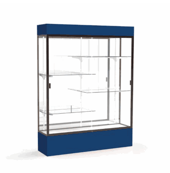 Spirit Navy Display Case (Lighted), Mirror Back w/ Dark Bronze aluminum frame finish, 80"H x 60"W x 16"D - Click to enlarge