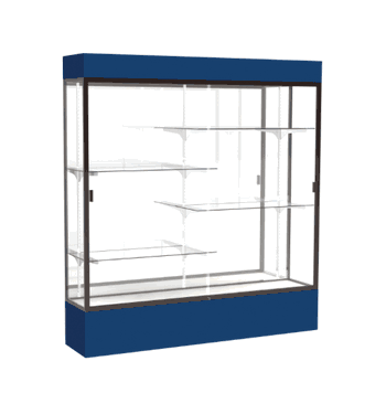 Spirit Navy Display Case (Lighted), Mirror Back w/ Dark Bronze aluminum frame finish, 80"H x 72"W x 16"D - Click to enlarge
