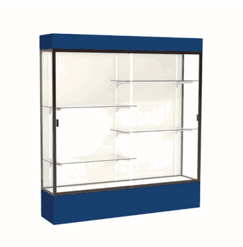 Spirit Navy Display Case (Lighted), Plaque Fabric Back w/ Dark Bronze aluminum frame finish, 80"H x 72"W x 16"D - Click to enlarge