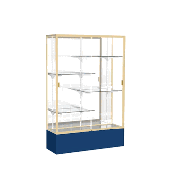 Spirit Navy Display Case (Unighted), Mirror Back w/ Champagne aluminum frame finish, 72"H x 48"W x 16"D - Click to enlarge