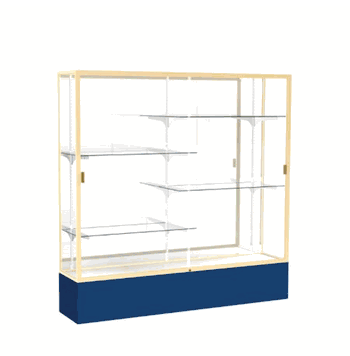 Spirit Navy Display Case (Unighted), Mirror Back w/ Champagne aluminum frame finish, 72"H x 72"W x 16"D - Click to enlarge