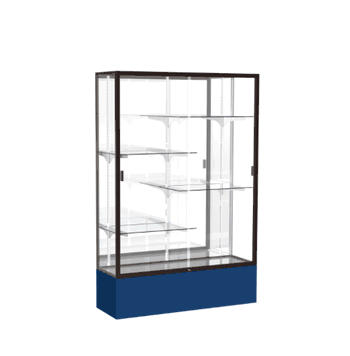 Spirit Navy Display Case (Unighted), Mirror Back w/ Dark Bronze aluminum frame finish, 72"H x 48"W x 16"D - Click to enlarge