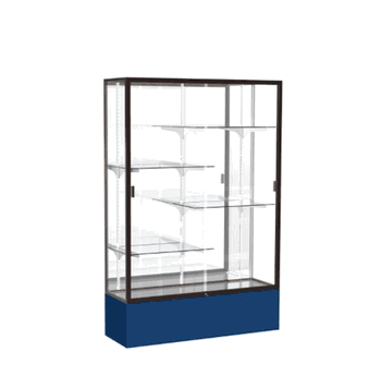 Spirit Navy Display Case (Unighted), Mirror Back w/ Dark Bronze aluminum frame finish, 72"H x 48"W x 16"D - Click to enlarge