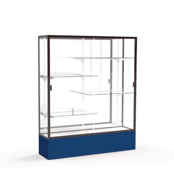 Spirit Navy Display Case (Unighted), Mirror Back w/ Dark Bronze aluminum frame finish, 72"H x 60"W x 16"D - Click to enlarge