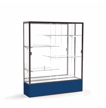 Spirit Navy Display Case (Unighted), Mirror Back w/ Dark Bronze aluminum frame finish, 72"H x 60"W x 16"D - Click to enlarge
