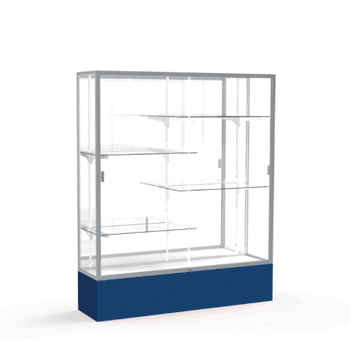 Spirit Navy Display Case (Unighted), Mirror Back w/ Satin Natural aluminum frame finish, 72"H x 60"W x 16"D - Click to enlarge