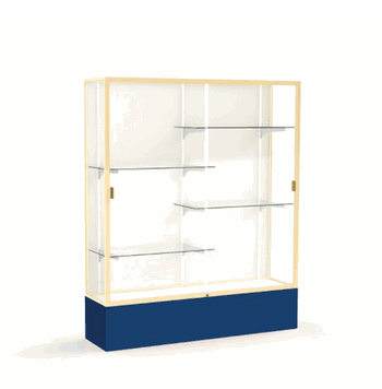 Spirit Navy Display Case (Unighted), Plaque Fabric Back w/ Champagne aluminum frame finish, 72"H x 60"W x 16"D - Click to enlarge