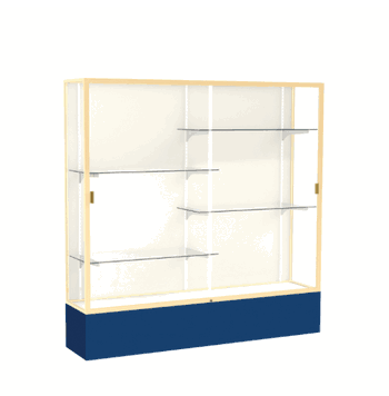 Spirit Navy Display Case (Unighted), Plaque Fabric Back w/ Champagne aluminum frame finish, 72"H x 72"W x 16"D - Click to enlarge