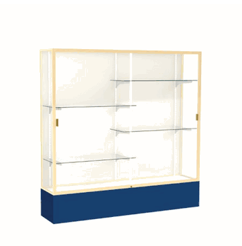 Spirit Navy Display Case (Unighted), Plaque Fabric Back w/ Champagne aluminum frame finish, 72"H x 72"W x 16"D - Click to enlarge