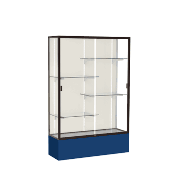 Spirit Navy Display Case (Unighted), Plaque Fabric Back w/ Dark Bronze aluminum frame finish, 72"H x 48"W x 16"D - Click to enlarge