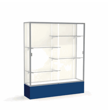 Spirit Navy Display Case (Unighted), Plaque Fabric Back w/ Satin Natural aluminum frame finish, 72"H x 60"W x 16"D - Click to enlarge