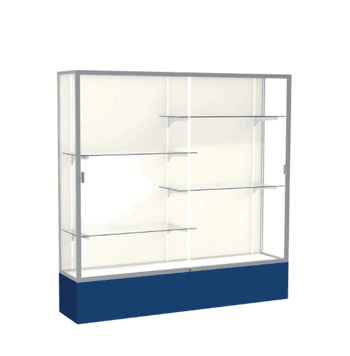 Spirit Navy Display Case (Unighted), Plaque Fabric Back w/ Satin Natural aluminum frame finish, 72"H x 72"W x 16"D - Click to enlarge